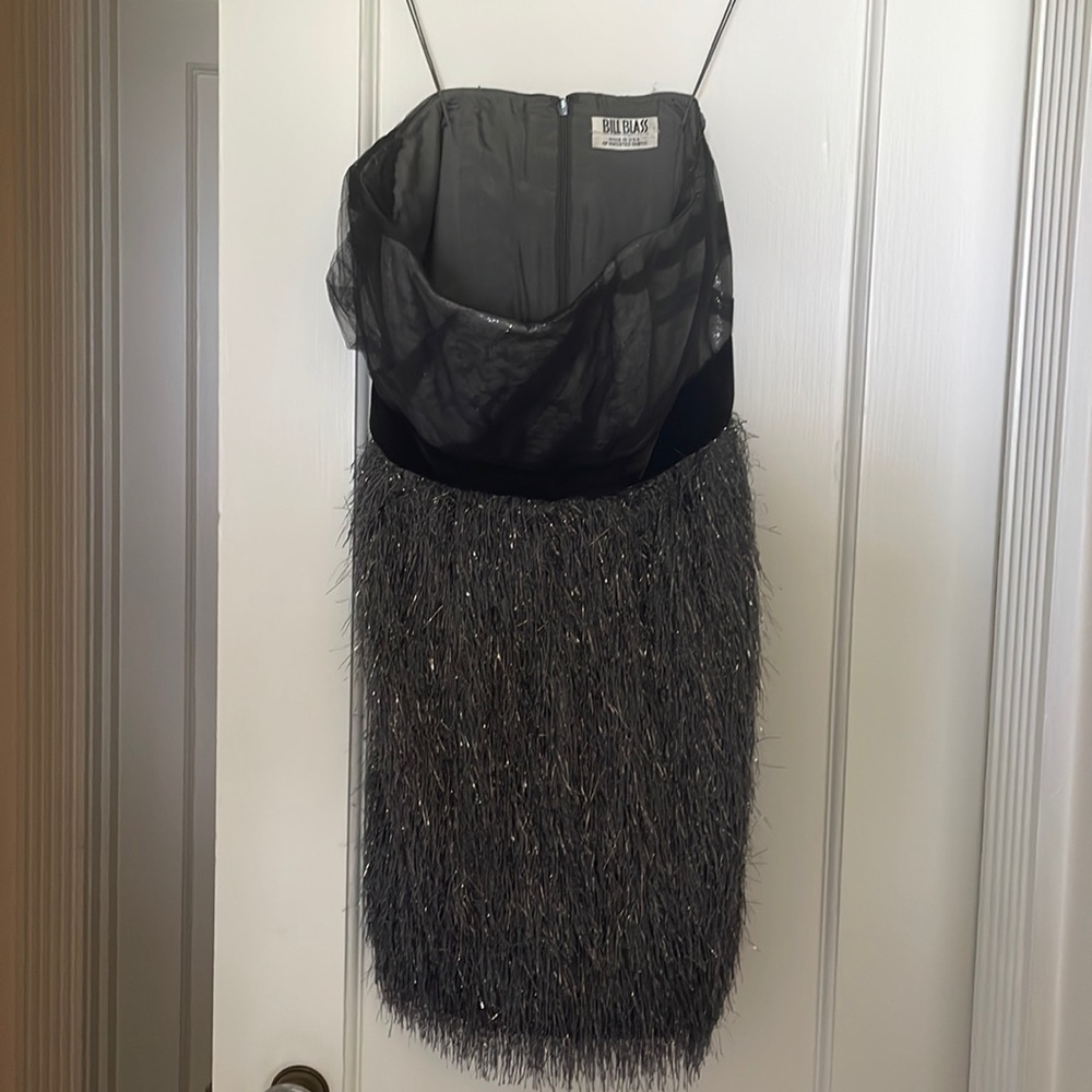 Bill Blass Vintage Grey Strapless Sparkly dress size 2